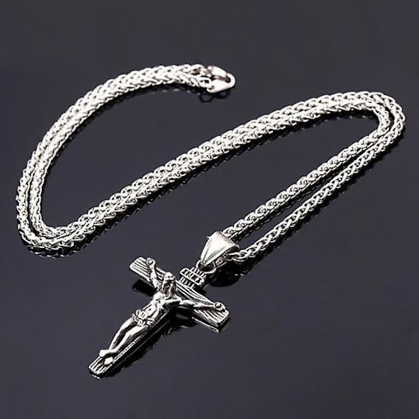 Miesten kaulakoru Jeesus Risti Ripustin Ruostumaton Teräs Jeesus Ristiriipus (Risti Ketju, Kultainen)
