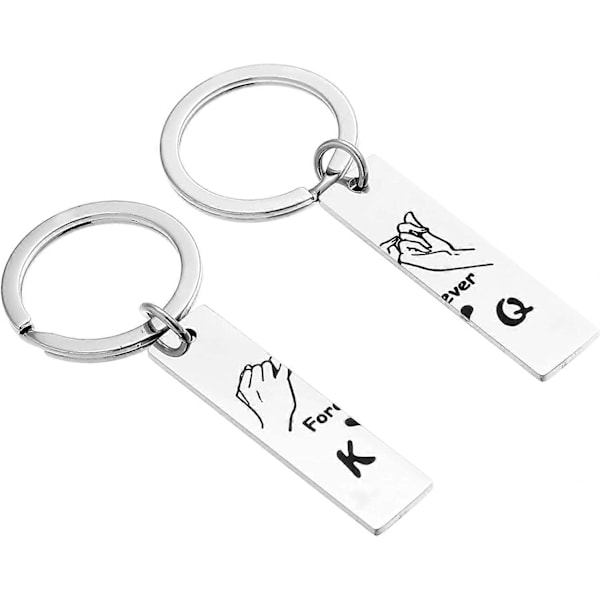Par Keychain för Par - Söt Mini Matchande Löfte Nyckelring Kung Drottning För Alltid Kärlek Hjärta Smycken för Honom Hennes Flickvän Pojkvän Man Fru Present