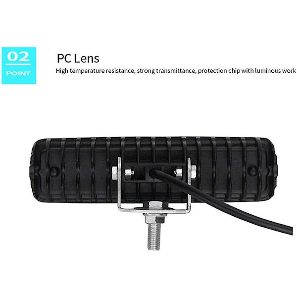 2 x 12V 24V LED-työvalo 16 LED 48W työvalo, IP67 vedenpitävä syvyys maastoajoneuvojen työvalot autoon moottoripyörään traktoriin kuorma-autoihin ATV SUV (48W)