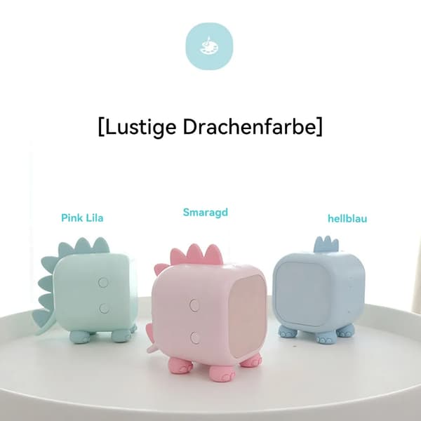 Børnevækkeur børne dinosaur vækkeur med nattelys timer 6 sæt ringetoner, blå