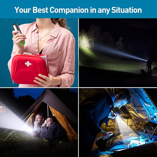 Stark ficklampa LED-ficklampa stark ficklampa, LED-tältlampa, utomhus multifunktionell campingbelysning ficklampa（A）