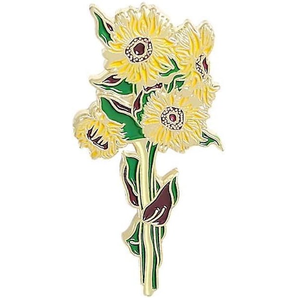 Solros Enamel Nål Temperament Vild Blomma Metall Broscher Kavaj Lapel Nål Kläder Märken Mode Smycken (1st, gul)