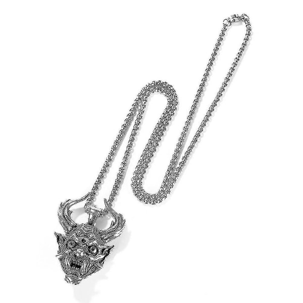 Retro Demon hängande halsband i rostfritt stål för män - långt mode