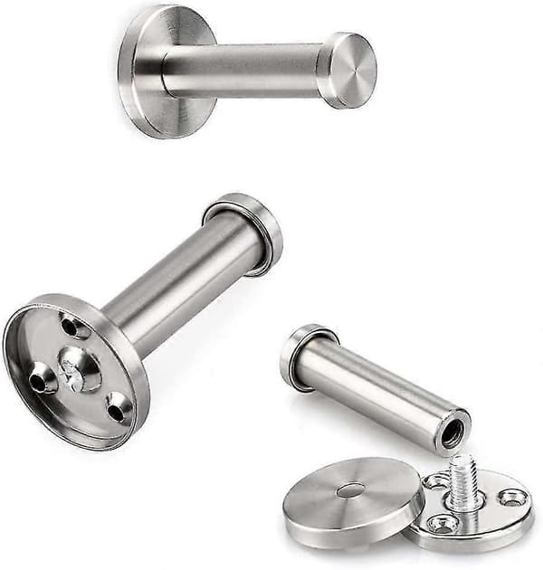 Väggkrok i rostfritt stål, klädkrokar, väggmonterad badrockkrok, kromfinish, rund bas - 6 stycken