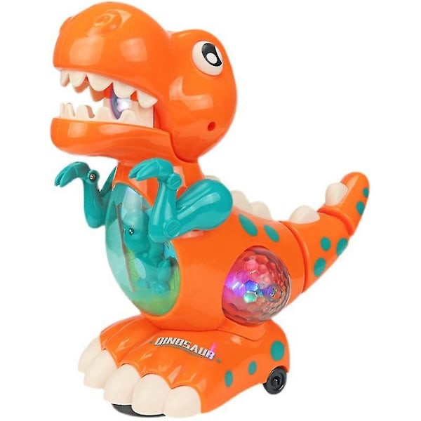 Dinosaurie Leksak Baby Musikaliska Sensoriska Leksaker Spädbarn Ljud & Ljus Krypande Gå Leksak Toddler Present（Orange）