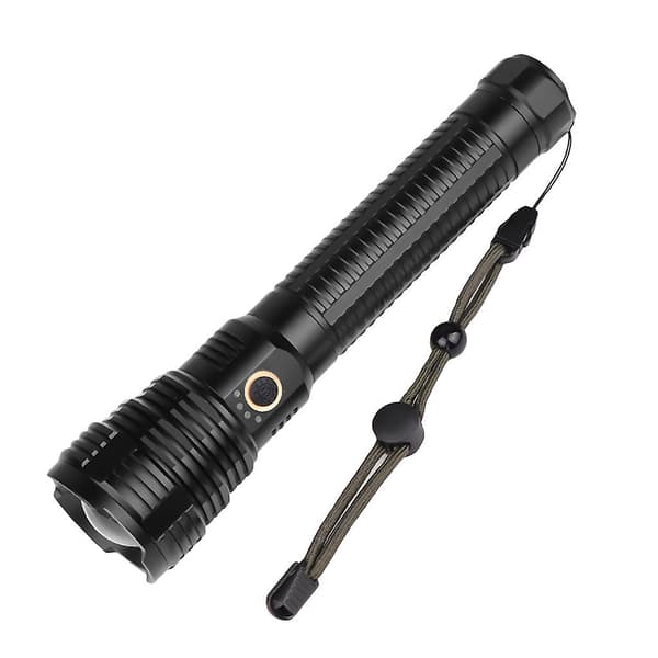 Tehokas LED-taskulamppu XHP70, USB-lataus latausnäytöllä (A)