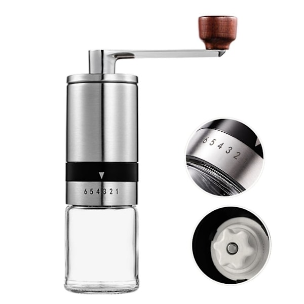 Manuell kaffekvern med keramisk konisk burr og håndtak i rustfritt stål Espresso Drypp kaffekvern Espresso (Frankrike) Fersk |