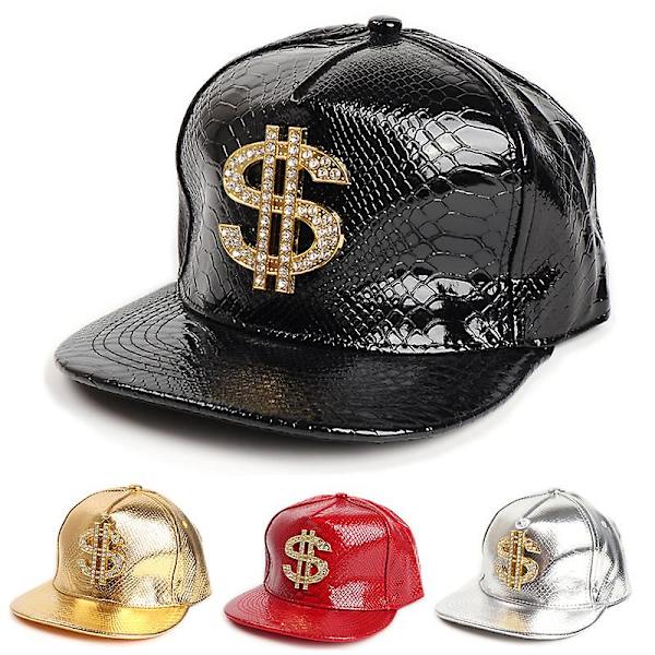 Herre Kasket Baseball Kasket Hiphop Kasket Læder Justerbar Snapback Hatte Til Mænd Kvinder Multi-farve Valgfri（Sølv）