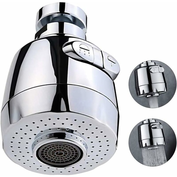 360 graders roterande kran luftare Köks kranhuvud 2 lägen justerbar duschmunstycke Filterspruta för kök badrum (kort), ladacèe