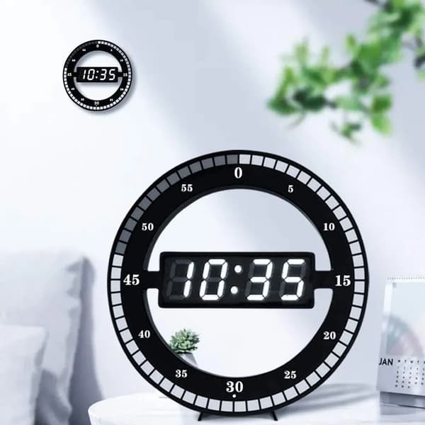 Väggklocka digital bordsklocka, svart elektronisk tyst väggklocka, 12'' klocka