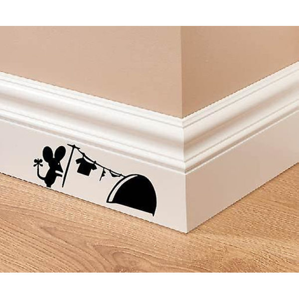Dww-Setti 5 mustavalkoista hiirireiän seinätarraa 7x17cm, taiteelliset tarrat, perhetarrat hauskat tarrat