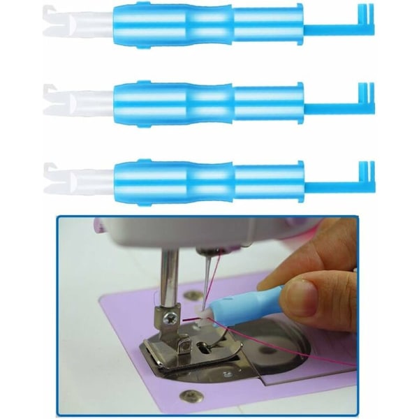Synåletråder, pakke med 3 plast symaskine nåletråder indsætter symaskine nåletråder blå 7,5 cm