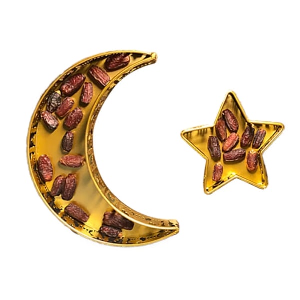 2st Ramadanbricka Muslim Eid Mubarak Ramadan Dessertbakelsebricka Måne och stjärna Ramadan dekoration Vit