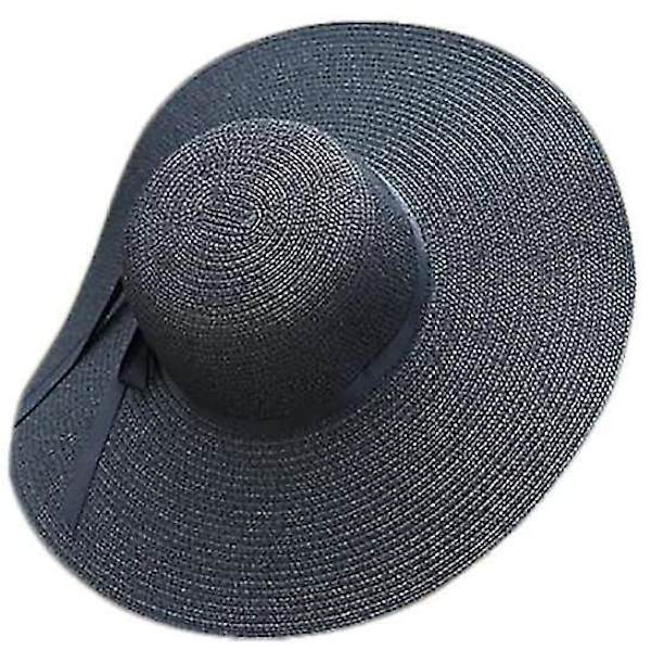 Starlight-bow solhat, solhat stråhat, strandhat（sort）
