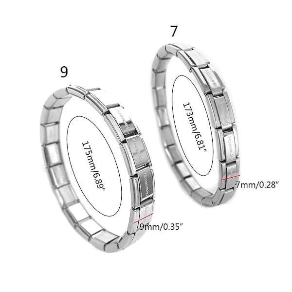 Italiensk armbånd for kvinner håndled punk stil rustfritt stål modulære lenker（9mm bred）