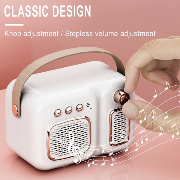 Utomhushögtalare Kreativ Retro Trådlös Bluetooth-högtalare Mini Bärbar Mobiltelefon Nostalgisk Subwoofer Utomhus Bärbar Liten Ljud(Vit)