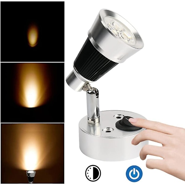 12V LED-spotläslampa för väggmontering, 2 st automatiska LED-lampor med justerbar strömbrytare för interiörbelysning i husbil, husvagn, båt och yacht