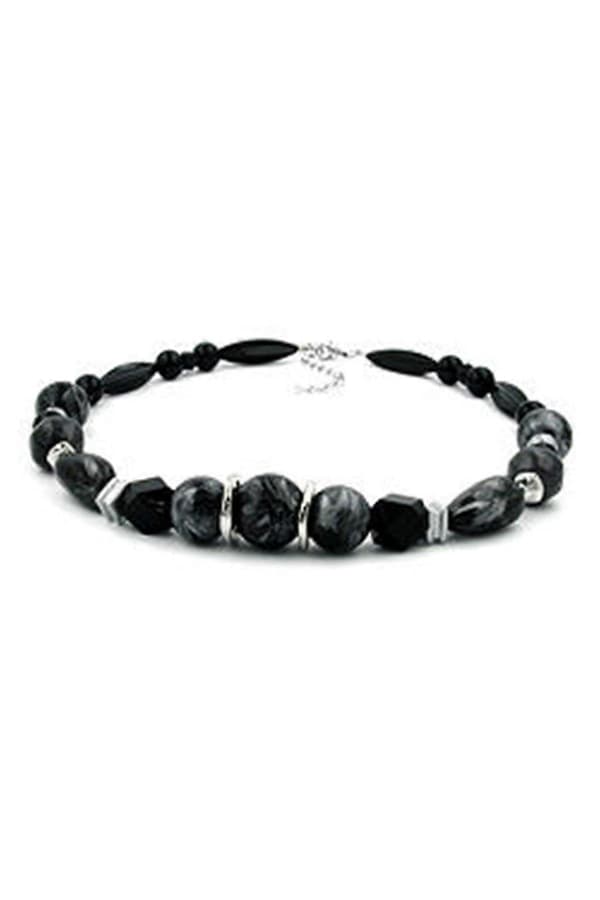 Halsband Silvergrå/ Svarta Pärlor - Gl01727