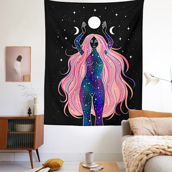 Wekity Boho -seinävaate, esteettinen taide, kodin taustakangas, sisustuselementti, lahjaksi seinävaate, olohuoneen ja makuuhuoneen sisustus (95x73cm, 3)