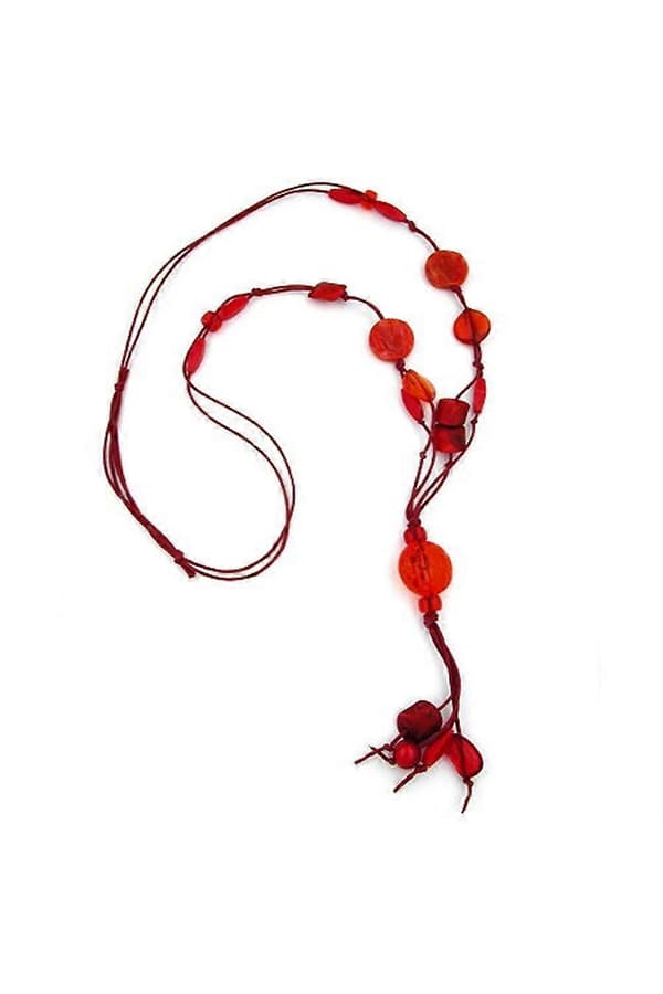 Halsband Croco Pärla Röd Transparent 95cm - Gl04621