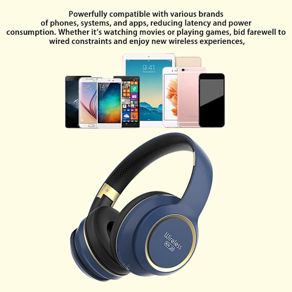 Trådlöst Bluetooth-headset, hopfällbart, talande spelheadset (blått)