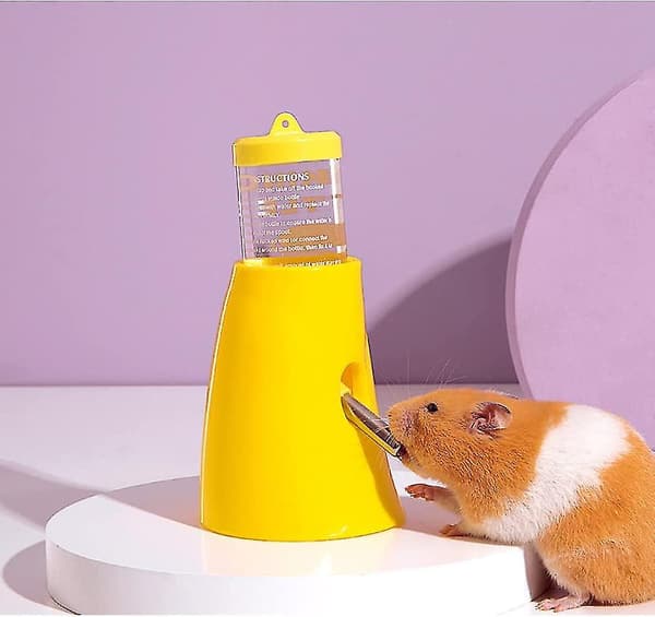 Hamstervandflaske, 2-i-1 Hamstervandflaske med nav Plast Automatisk Drikkefoder med Base Skjulested til Pindsvin Hamster Gerbiler Dværg