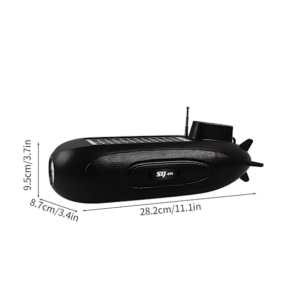 Ny solcellsdriven Bluetooth-högtalare med ficklampa, sport, FM-radio, USB, innovativ högtalare lämplig för utomhus, hem, fitness, sport etc. (En storlek, svart)