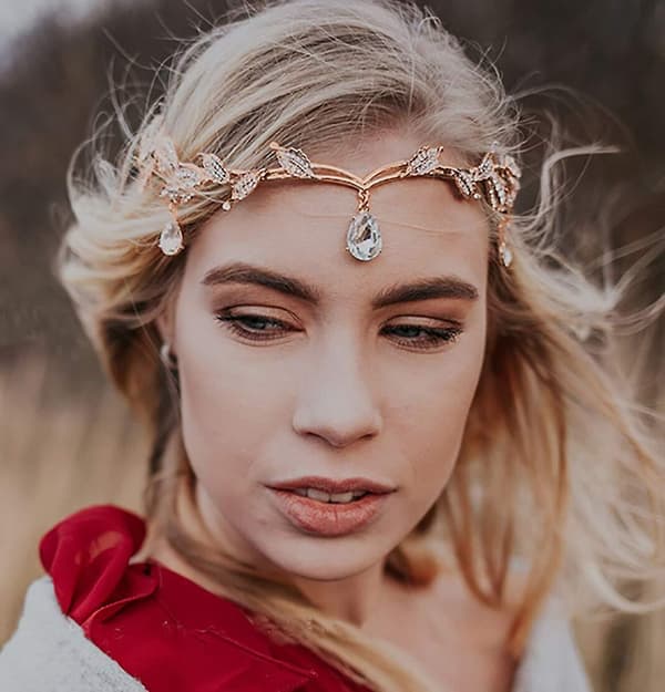 Rhinestone Blad Bryllup Tiara Pandebånd, Rosaguld Krone Tiara Velegnet Til Stor Begivenhed Bryllup