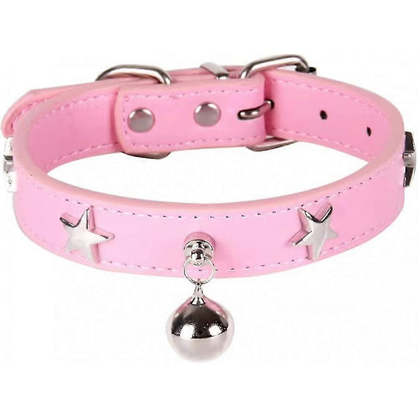Hundhalsband med Klocka och Stjärnstuds, Hundhalsband för Katt Valp Liten Medium Stor Hundhalsband Husdjurshalsband Justerbar Längd