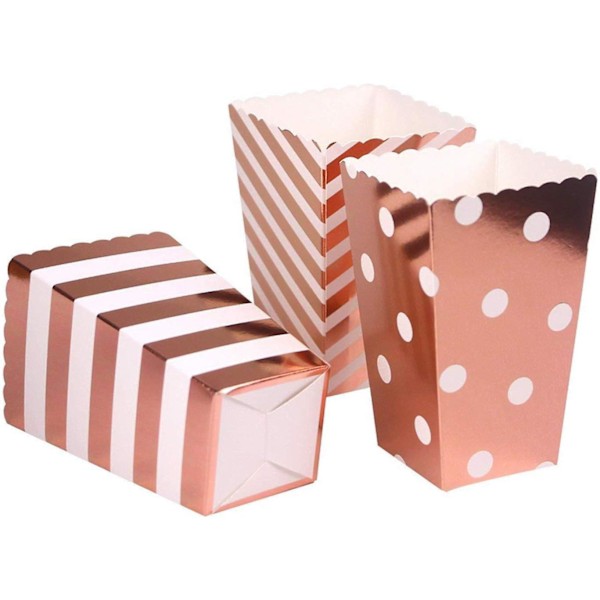 Rosa popcornbokser - Godteriposer i papp for fester (36 stk)