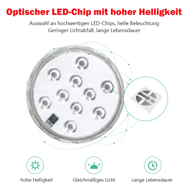 Vedenpitävät LED-valot, 5 sarjaa värikkäitä IP68-vedenpitäviä uima-allasvaloja