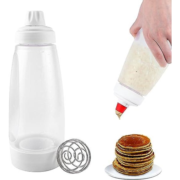 Pannkaka smet dispenser med mixerboll Pannkaka kaka bakverktyg pressa flaska för att göra pannkaka våfflor