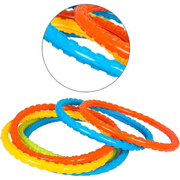 4-pack dykleksaker för pool, färgglada och lätta att hitta och greppa (orange, gul, blå, grön)