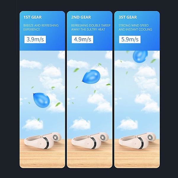 Xiaomi Bärbar Hängande Halsfläkt 5000mah Fällbar Sommar Luftkylningsfläkt USB Laddningsbar Bladlös Mute Halsband Fläktar För Sport（Rosa）