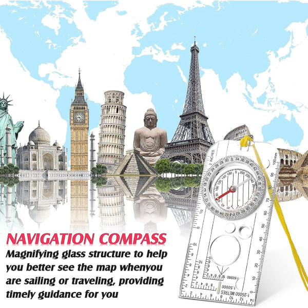 Navigation Kompass Orientering Kompass Pathfinder Kompass Vandringskompass Justerbar deklination för läsning Äventyrsnavigering (12,5 X 6,0 cm)