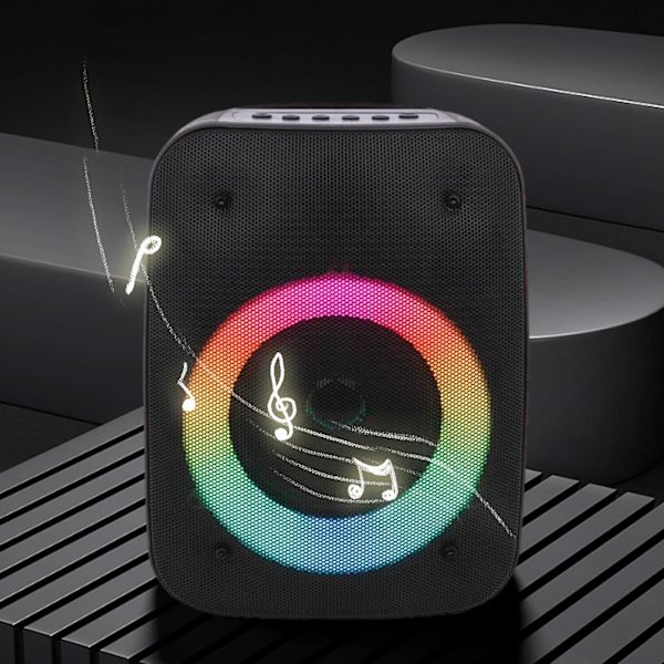 Langattomat Bluetooth-kaiuttimet, Bluetooth-kaiutin stereo, kannettava langaton kaiutin valoilla, subwoofer ulkoilmajuhliin (ilmainen koko, musta)