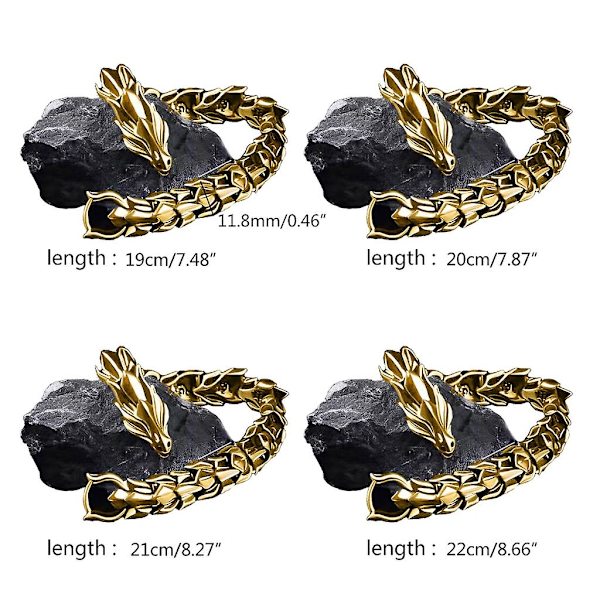 Dragon Keel Chain Bangle Armbånd Dragon Link Chain Håndled Armbånd Mode Smykker（22cm，Sølv）