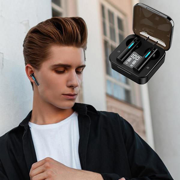 Trådløse ørepropper Bluetooth 5.0 Hodetelefoner med 4-Mics Klar samtale Bluetooth ørepropper Kontroll Stereo lyd med LED-skjerm