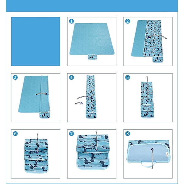 Picnic tæppe foldning vandtæt udendørs camping strandmåtte sejlbåd（145*180cm）