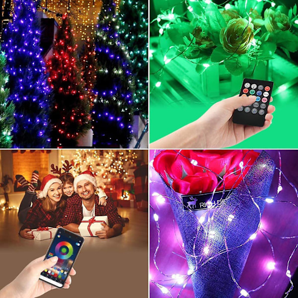 Smart RGB-lyslenke for juledekorasjon, julepynt, Bluetooth 4.0, app-fjernkontroll, musikk