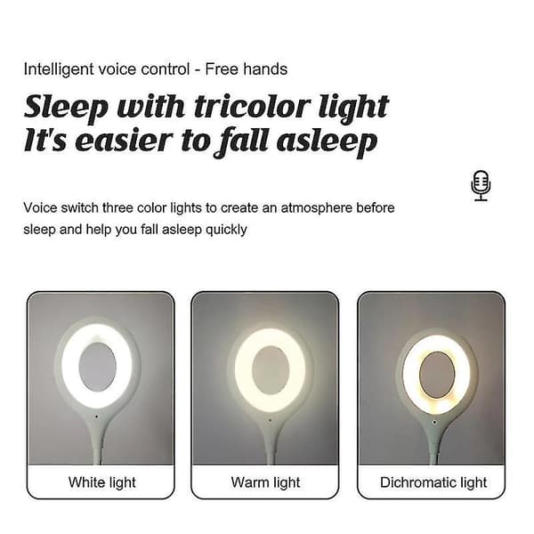 Led-leselampe med stemmestyring Usb-lys Smart nattlys for soverom