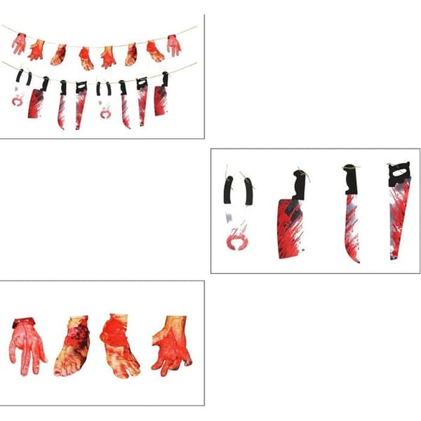 Halloween-dekorasjon - NIKCORP - Blodkniv-girlander - 2,4 m - 2 stk - Vanntett