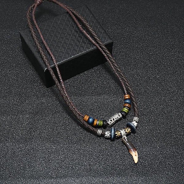 Dww- Halsband i rostfritt stål och läder för män