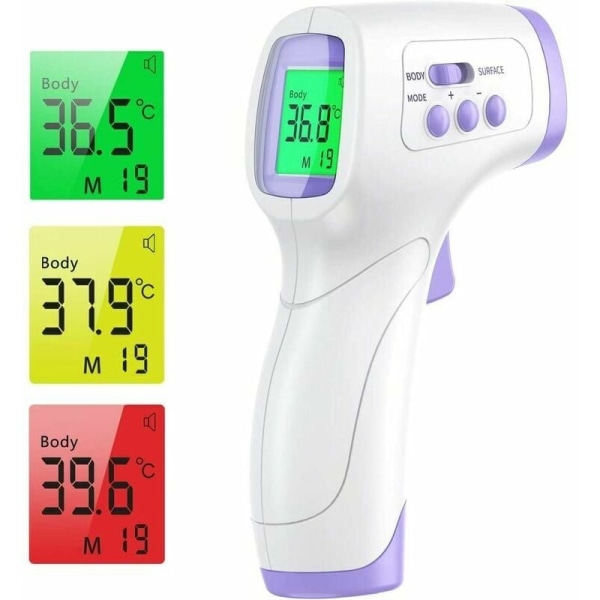 Otsalämpömittari aikuisille infrapunalämpömittari kuumehälyttimellä 2 in 1 kosketukseton otsalämpömittari muistitoiminnolla, LCD-näyttö