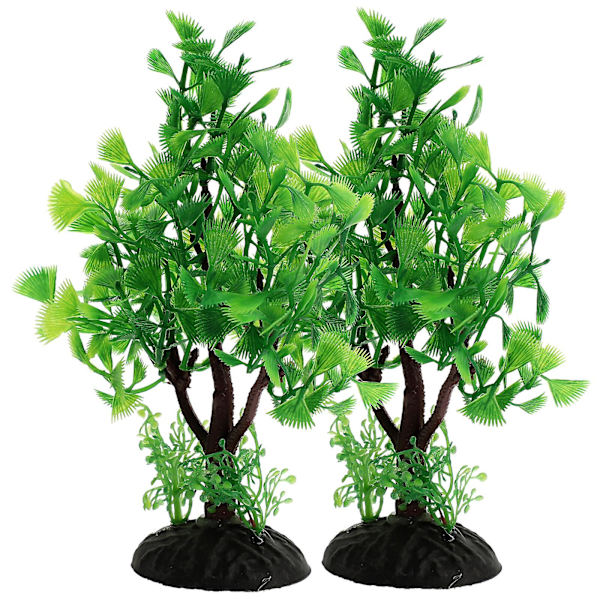 2 stk dekorative kunstige planter slitesterke akvarieplanter utskiftbare akvariedekorasjoner（15X6cm，som vist 4）