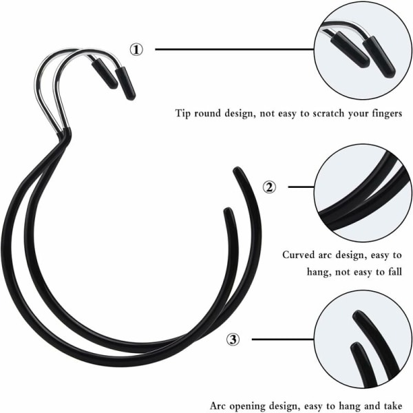 8 delar halsdukshållare, halsdukshållare, slipshållare, halsdukshållare, ringar, halsduksförvaring, slipshållare, halsdukshållare för halsdukar, slipsar, skärp, mössa (svart)