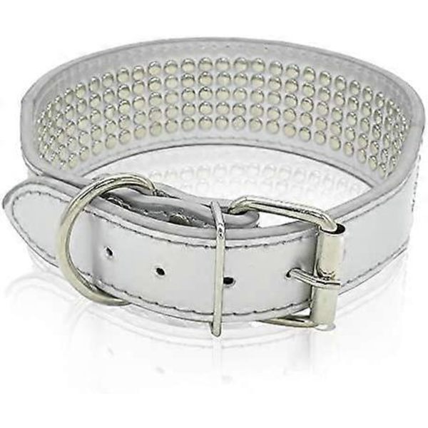 Rhinestone Hundhalsband - 5 Rader Full Sparkly Crystal Diamanter Besatta PU Läder - 2 Tum Bred - Vacker Bling Husdjursutseende för Medelstora & Stora Hundar