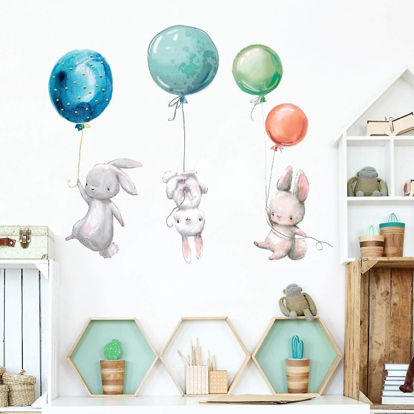 Creative Kids Wall Stickers Watercolor Nursery Wall Decals, Removable Peel and Stick Cartoon Animal