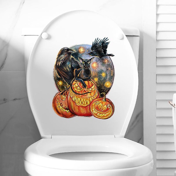 Dww-2 kpl Korppi Kurpitsa WC-tarra, Hauska seinätarra WC:lle, Kylpyhuoneeseen, Keittiöön, PVC