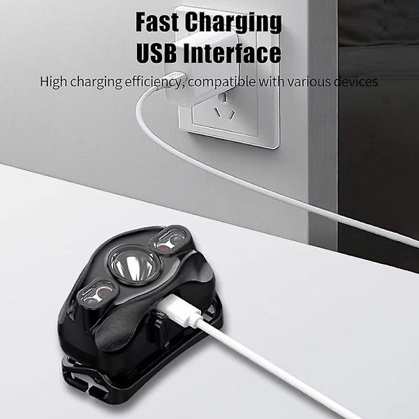 Sensor pannlampa, USB-laddningsbar, smart sensor strålkastare, induktions pannlampa, fackla utomhusbelysning, för nattlöpning, fiske pannlampa, campinglampa, han